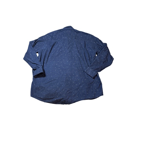 Croft & Barrow Navy Blue Paisley Long Sleeve Corduroy Button Up Shirt Size XLT - Picture 6 of 6